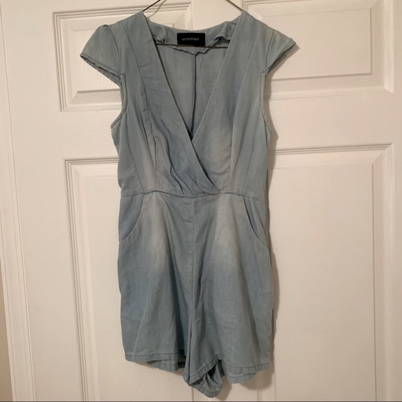 MINKPINK Light Blue Chambray Denim Romper - Picture 5 of 5
